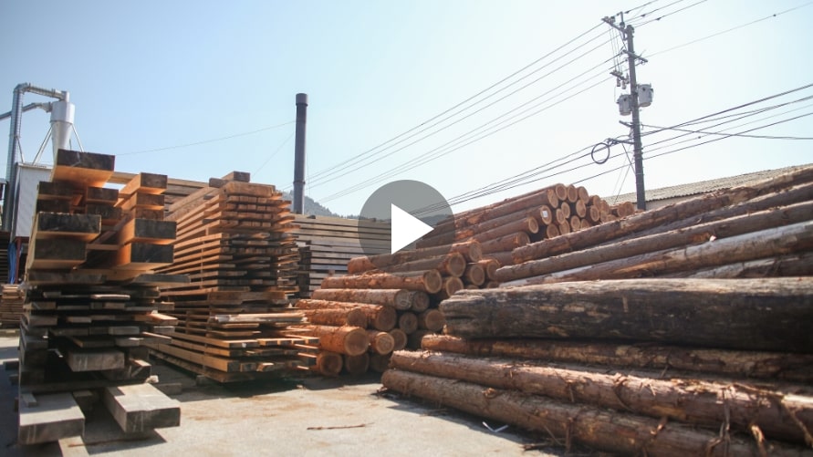 黒木製材所の注文住宅、自社製材工場での丸太加工youtube動画サムネイル